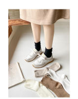 3 Pares De Calcetines De Algodón Para Mujer Estilo Coreano Casual Transpirables Calcetines De Color Caqui Para Niñas - details 0
