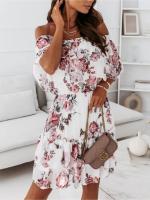 Vestido De Mujer Con Estampado Floral Para Fiesta Noche Club Comedor Verano Regular Cuello Sin Mangas Polyester Fit And Flare - details 0