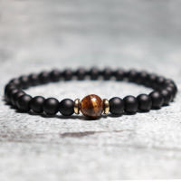Pulsera De Hombre Con Piedras De Ojo De Tigre Naturales Y Zirconia Lujo Accesorios Para Hombre Regalo Para Novio Pulsera De Cuentas Redondas De Metal Cuero - details 6