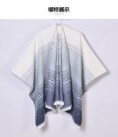 2024 nuevo chal de Cachemira de imitación para mujer, capa con abertura de línea gradiente simple de alta calidad - details 1
