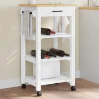 vidaXL Carrito de cocina MONZA madera maciza de pino 48x40x90 cm en color Blanco/Marrón - details 0