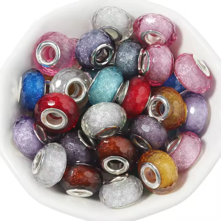 Lote De 20 Piezas De Cuentas De Resina Facetadas 14mm Con Agujero Grande Para Joyería DIY Pulseras Collares Encantos Accesorios - 1