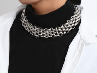 Collar Gargantilla PuRui Punk Chunky Cadena Para Mujer Estilo Hip Hop Color Oro Metálico Collar De Capa Superpuesta Joyería Moda - details 4