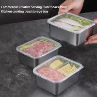 Caja De Almacenamiento De Alimentos Para Nevera Con Tapa De Plástico Acero Inoxidable Y Plástico Para Mariscos Frutas Verduras Caja De Picnic Moderna - details 7