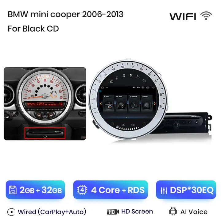 Junsun-Autoradio sans fil Android Carplay, Navigation GPS, 2Din, Limitation de la voiture, BMW, Mini Cooper, R56, R60, 2007-2010 - 1