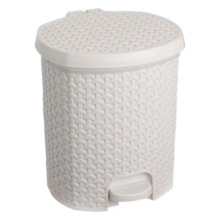 Keeeper Cubo de Basura Rattán con Pedal, 11,5L, Blanco Nórdico - 1