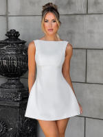 Vestido Mini Elegante A-line Para Mujer Sin Mangas Abierta Espalda Descubierta Color Sólido Vestido De Fiesta Vestidos - details 6