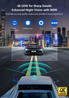 Cámara DVR De Coche UHD 4K 3840x2160P Con WIFI Grabador De Video De Conducción Monitor Nocturno Black Box 24 Horas Vigilancia - details 3