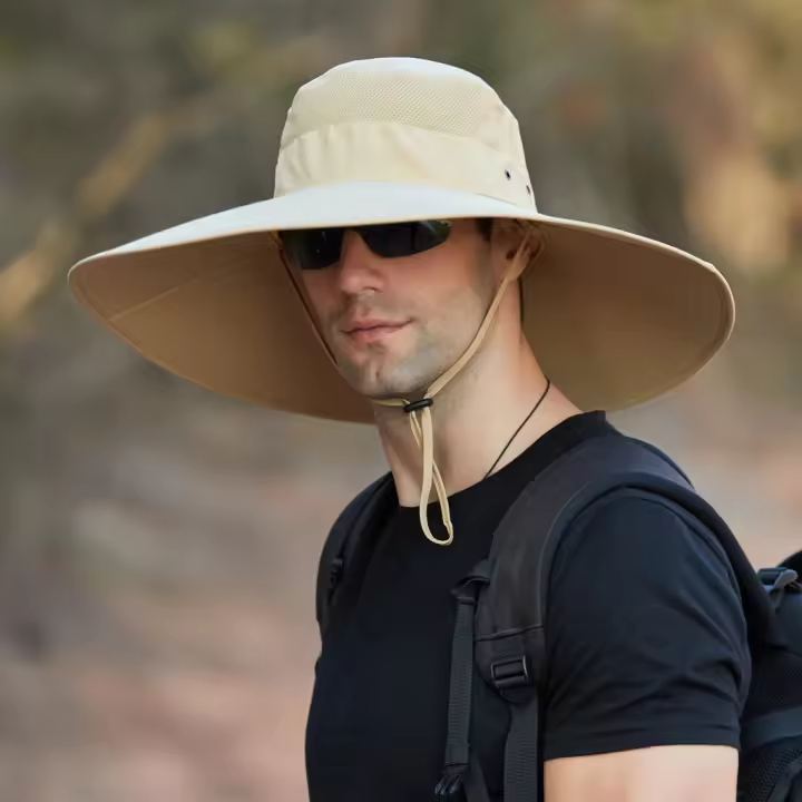 Gorro De Pesca Plegable Para Hombres Y Mujeres Protección UV Con Velo De Cuello Sombrero De Sol De Adulto Para Exterior Estilo Casual - 1
