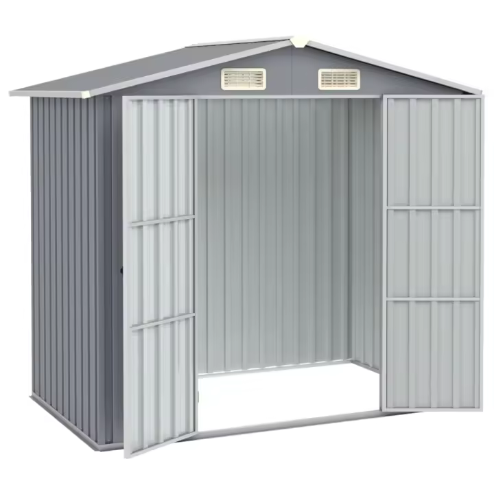 Cobertizo de jardín acero galvanizado gris 205x129x183 cm  Decoración de muebles de jardín al aire libre - 1