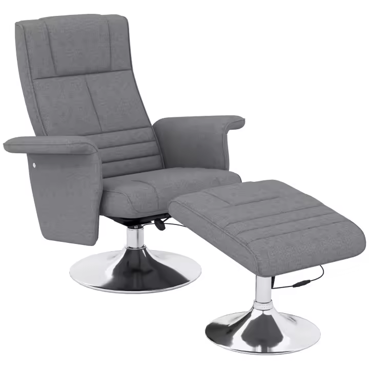 HOMCOM Sillón reclinable con reposapiés, Sillón reclinable de masaje con función de reclinación, Sillón reclinable eléctrico con mando a distancia, Sillón reclinable para TV, Acero - 1