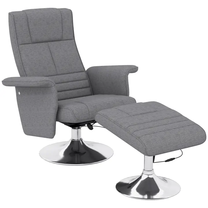 HOMCOM Sillón reclinable con reposapiés, Sillón reclinable de masaje con función de reclinación, Sillón reclinable eléctrico con mando a distancia, Sillón reclinable para TV, Acero - 1
