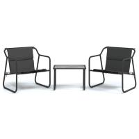 vidaXL Juego muebles de jardín 3 pzas y cojines acero gris antracita - details 1