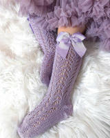 Calcetines De Verano Para Niñas Con Lazo Calcetines Largos Hasta La Rodilla De Algodón Y Spandex Para Bebés Y Niñas Todoterreno Transpirables Suela Hueca Diseño De Princesa - details 2