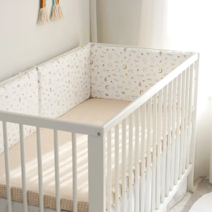 LALA - Barandilla de Cama para Bebe desmontable y lavable, Gasa de Algodón Puro, almohadilla protectora anticolisión para Barandilla de Cama para Bebe Dream 60*30*3 desmontable, - 1
