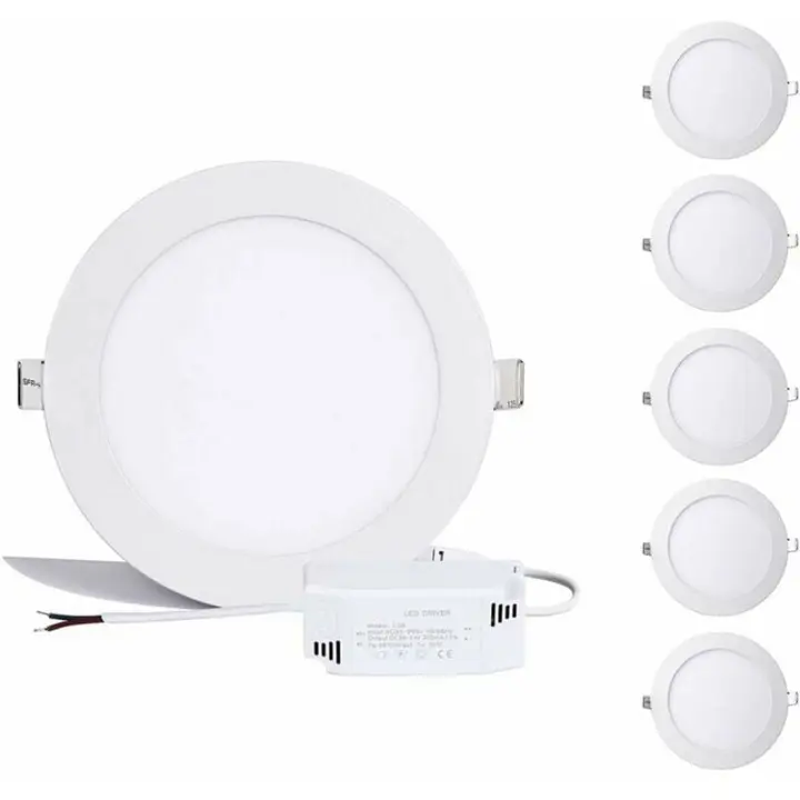 Panel LED Redondo 12W, foco led Downlights blanco neutro 6000K-6500K Downlight empotrable de techo, Extremadamente plano, driver incluido, 230V 960Lumen Reemplazo Halógeno 100W[ A+] - 1