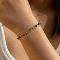 Pulsera De Acero Inoxidable Con Piedras Turquesa Y Borlas Para Mujer Plata De 18K Pintada Joyería De Playa Verano Regalos - details 2
