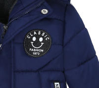 Chaqueta De Algodón Grueso Para Niños Con Cara Sonriente Cartoon Resistentes Al Viento Y Calientes Con Capucha Moda Invierno Cierre De Cremallera Estilo Europeo Y Americano Talla Regular - details 6