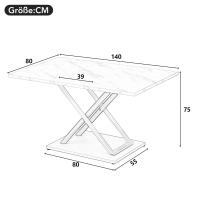 Mesa de Comedor Blanca para 4 personas con tablero con Efecto Mármol, Pies ajustables, - details 6