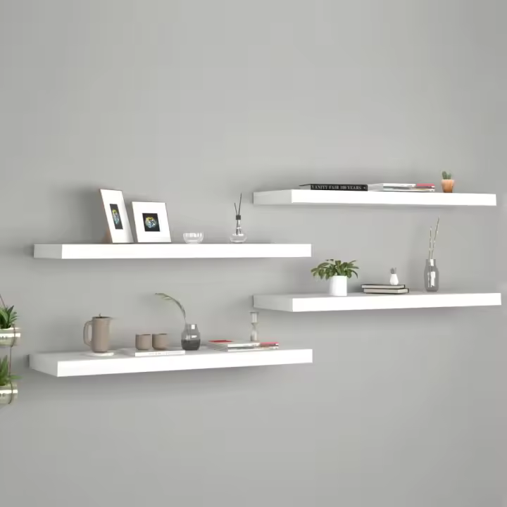 Estantes flotantes de pared 4 uds MDF blanco 80x23,5x3,8 cm - 1