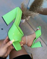 Sandalias De Mujer De Verano Con Bajo Alto Y Cierre Pull on Material De Cuero PU Suela De Goma Estilo Conciso Color Candy - details 12