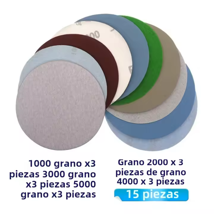 Discos De Lija Redonda Para Automóviles 125mm 1000 2000 3000 4000 5000 Grano Lijahooks Y Bucle 15 Piezas - 1