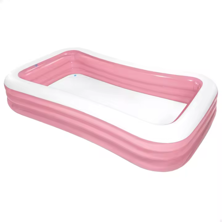 Piscina hinchable rectangular INTEX color rosa, para niños y niñas, piscinas infantiles, medidas 305x183x56cm, capacidad 1050L, incluye parche de reparación - 1
