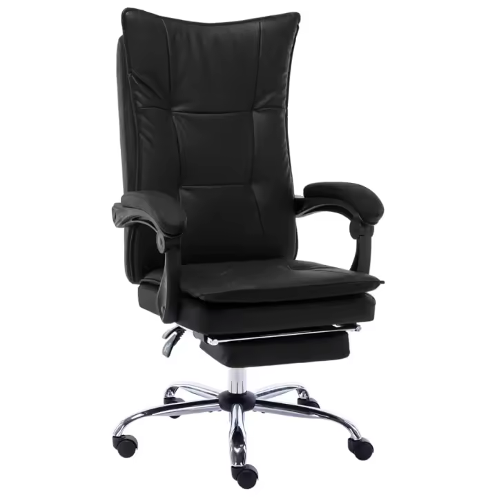 vidaXL Silla de oficina de cuero sintético negra en color Negro/Antracita/Marrón | cómodas modernas ergonómicas para comedor cocina salón hogar - 1
