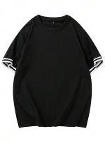 Camiseta De Verano Para Hombre Estilo Clásico Sencillo Y Casual Con Rayas De Colorido Corta Manga O-Neck Poliéster - details 1