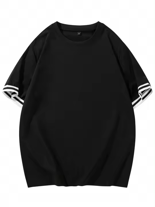 Camiseta De Verano Para Hombre Estilo Clásico Sencillo Y Casual Con Rayas De Colorido Corta Manga O-Neck Poliéster - 1