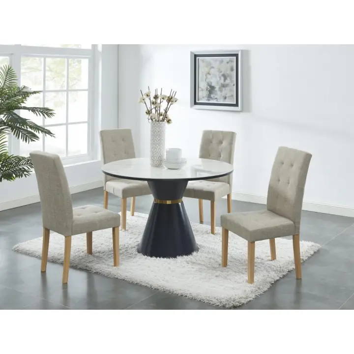 Vente-unique - Juego de 2 sillas VILLOSA - Tela y Patas de madera - Color: beige - 1