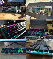 Teclado Mecánico GK410 De 104 Teclas Panel Metálico Luz RGB Verde Negro Té Juegos Completo Sin Impacto Para Computadora - details 23