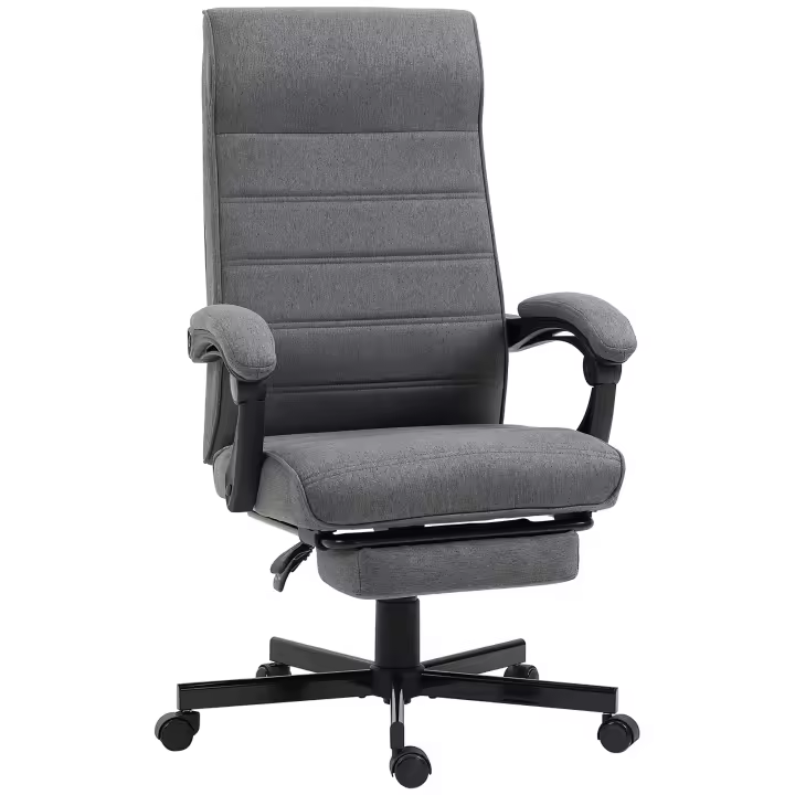 Vinsetto Silla de Escritorio Reclinable Silla de Oficina Giratoria con Altura Ajustable Reposapiés Retráctil y Reposabrazos Silla para Estudio Carga 120 kg - 1
