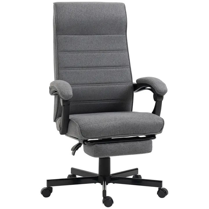 Vinsetto Silla de Escritorio Reclinable Silla de Oficina Giratoria con Altura Ajustable Reposapiés Retráctil y Reposabrazos Silla para Estudio Carga 120 kg - 1