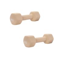 Set de 2 pesas mancuernas deportivas hexagonales para fitness de diferentes pesos y de colores pastel - details 3