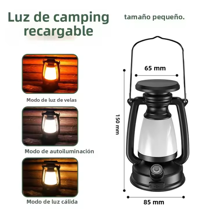 Lámpara De Camping Portátil Recargable Por USB Y Solario Con 3 Modos De Iluminación Luz De Tent Para Exteriores Material ABS - 1