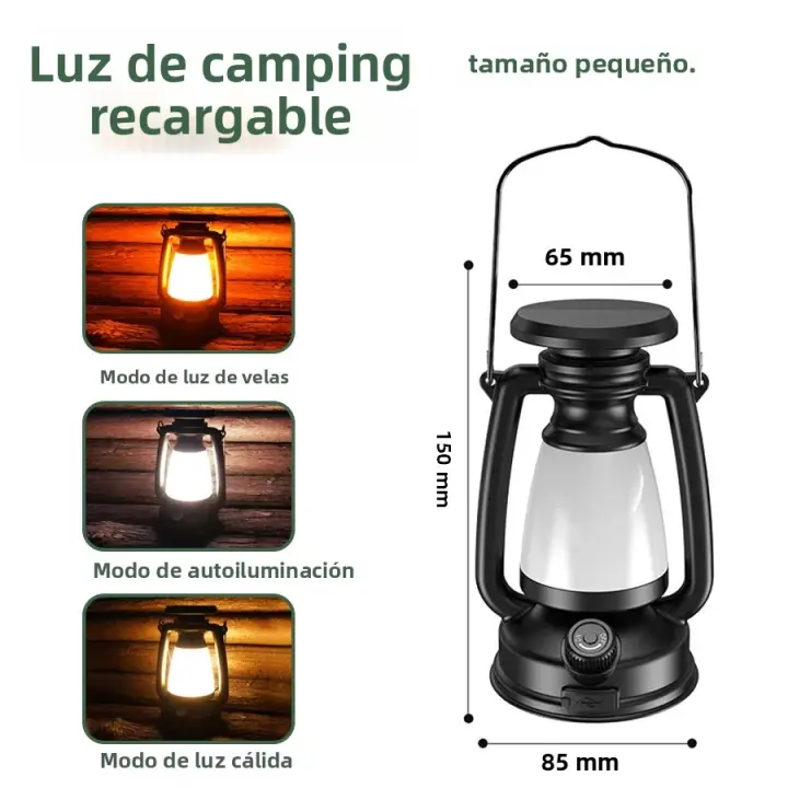 Lámpara De Camping Portátil Recargable Por USB Y Solario Con 3 Modos De Iluminación Luz De Tent Para Exteriores Material ABS - 1