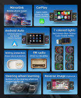 BQCC 1din Reproductor Multimedia Para Coche Con Pantalla Táctil HD De 5'' Carplay/Android Auto Mirrorlink BT USB DVR RCA FM Radio Universal Para Todas Marca Y Modelo De Coche - details 1