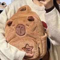 Mochila De Peluche Capybara Kawaii Para Mujeres Bolso Transversal Divertido De Dibujos Animados Gran Capacidad Bolsa Tote - details 5