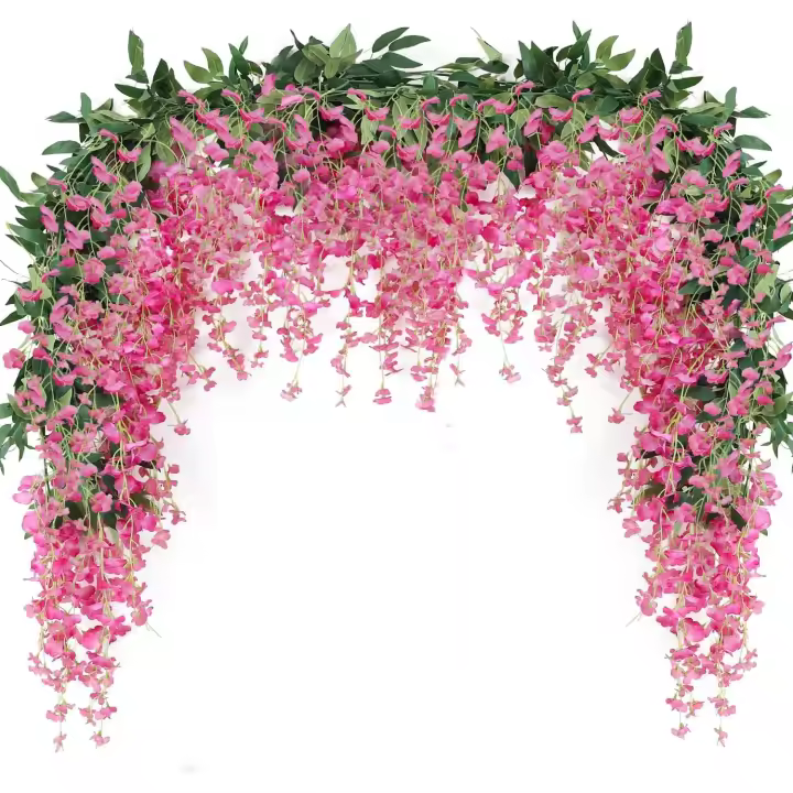 guirnaldas de glicina artificiales de 1,8 m, flores falsas para decoración de interiores y exteriores, bodas, paredes y baños. - 1