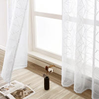 Cortinas Blancas Con Rayas Modernas Tules Transparentes Para Sala De Estar Ventanas De Dormitorio Decoración De Hogar Cortinas Bordadas Sin Cubierta Antipolvo - details 1