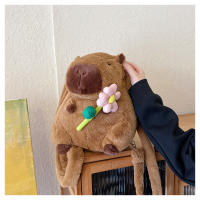Mochila De Peluche Kawaii Con Capybara Simulación De Flor Y Fruta Para Niños Mochila De Hombro Para Novia Regalo Tamaño 28cm Material Algodón - details 24