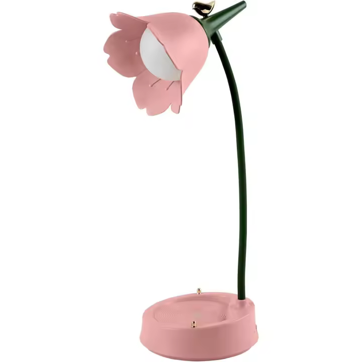 Escritorio con flores LED, mesa inalámbrica, 3 modos de color, linda mesa de lectura táctil, luz nocturna con protección para los ojos recargable por USB (verde) - 1