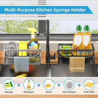 Organizador De Fregadero De Cocina Rack Para Esponja Y Toallas Soporte Para Grifo Drenador De Jabón Y Paño De Cocina Material Plástico - details 4