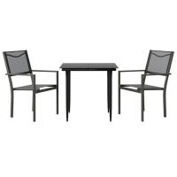 vidaXL Juego de comedor para jardín 3 piezas acero y textilene negro - details 1