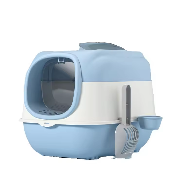 Caja de arena para gatos completamente cerrada y jaula anti-arena, adecuada para gatos grandes de menos de 15 kg, caja de arena para gatos desodorizante y fácil de limpiar, a prueba de salpicaduras. - 1
