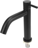 Grifo de agua, grifo de lavabo de acero inoxidable de baño grifo de agua fría individual con manguera-Negro - details 1