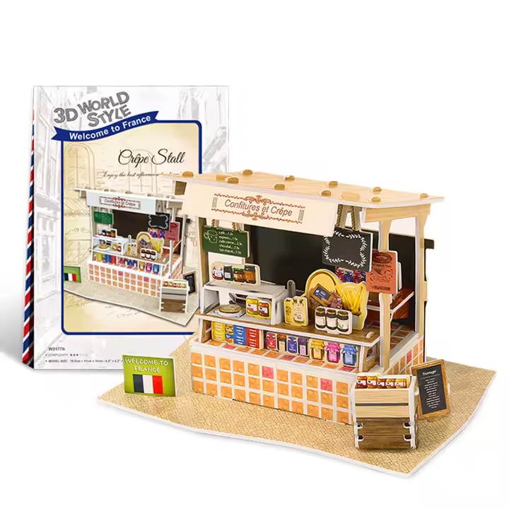 DAM. Puzle 3D WORLD STYLE FRANCIA  Puesto de Crepes tradicional 17x11x11cm. - 1