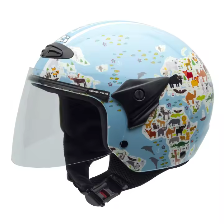 Casco de Moto Minijet Helix II Jr. NZI - Casco Abierto Popular para Niños - Carcasa de Nugema® - Homologación UNECE R.22.05 - Tallas: S L - Bolsa Portacascos Incluida - 1