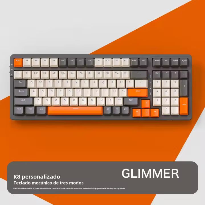 Teclado Mecánico De Juegos Inalámbrico K8 Con Retroiluminación Hot Swappable Bluetooth 2.4G Y Cableado Rojo Lineal Para PS4 PC Win Mac Gamer - 1